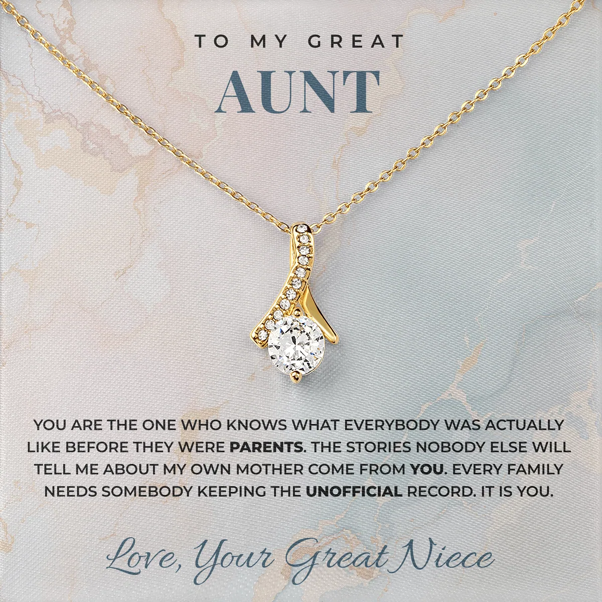 The Unofficial Record Ashby Bow Necklace for great aunt