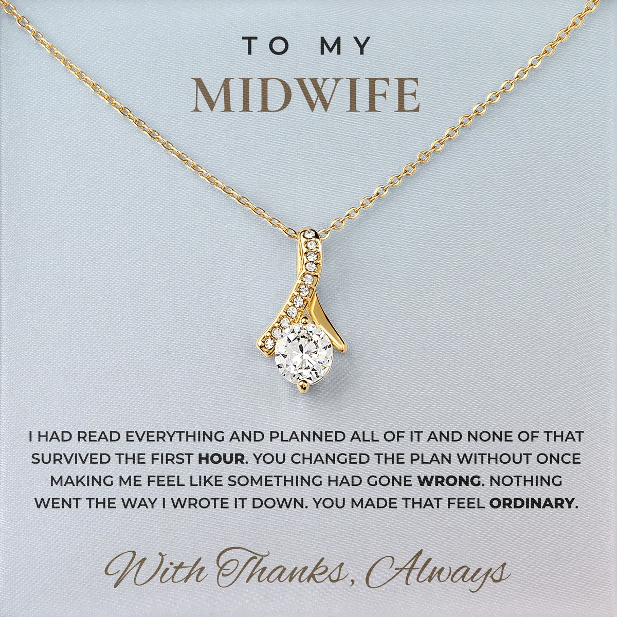 None Of It Survived Ashby Bow Necklace for midwife