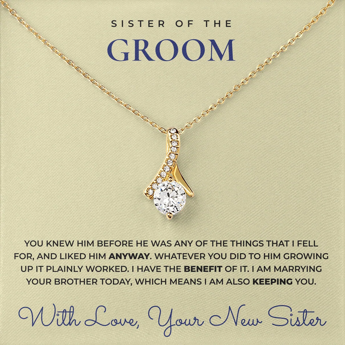 You Had Him First Ashby Bow Necklace for sister of the groom