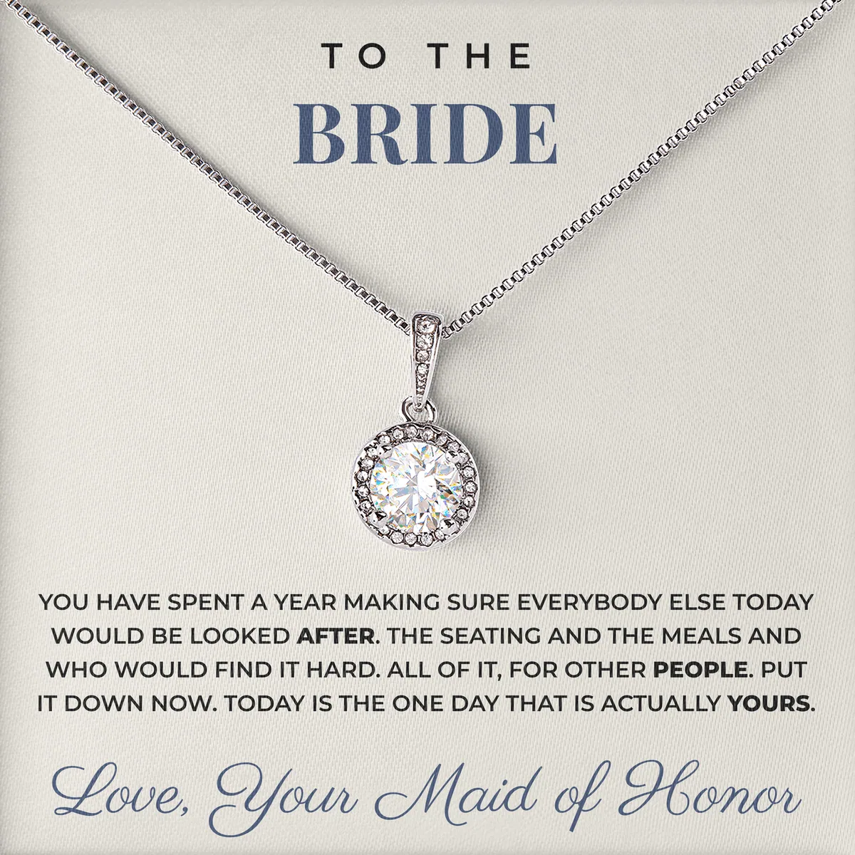 Today Is Actually Yours Elm Halo Necklace for bride