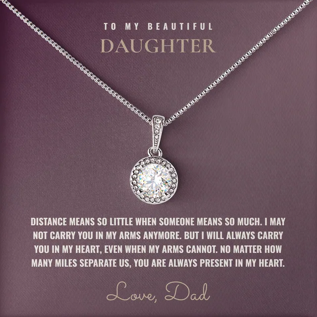 However Many Miles Elm Halo Necklace for daughter