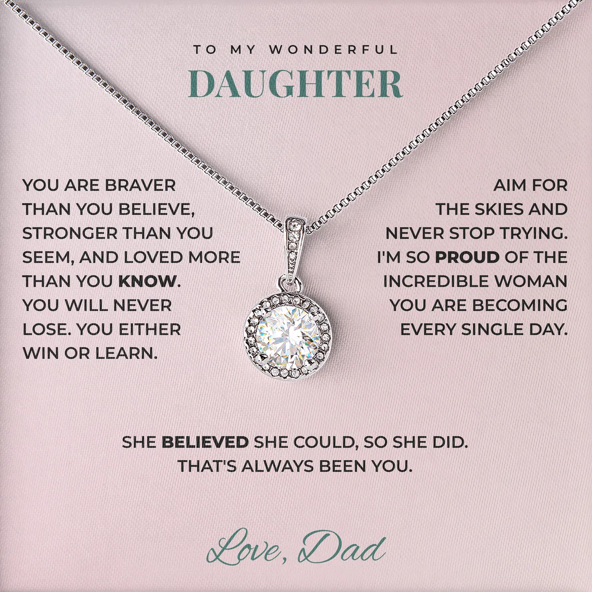 She Believed She Could Elm Halo Necklace for daughter