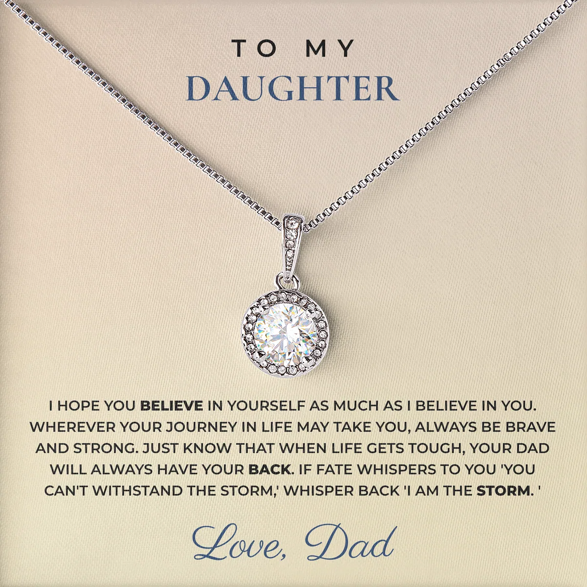 I Am The Storm Elm Halo Necklace for daughter