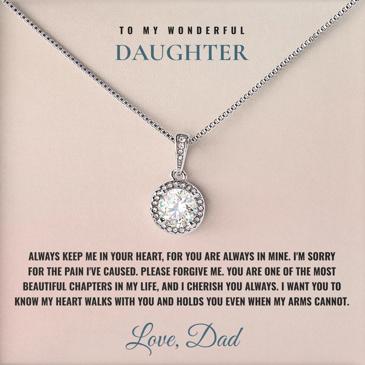 When My Arms Cannot Elm Halo Necklace for daughter