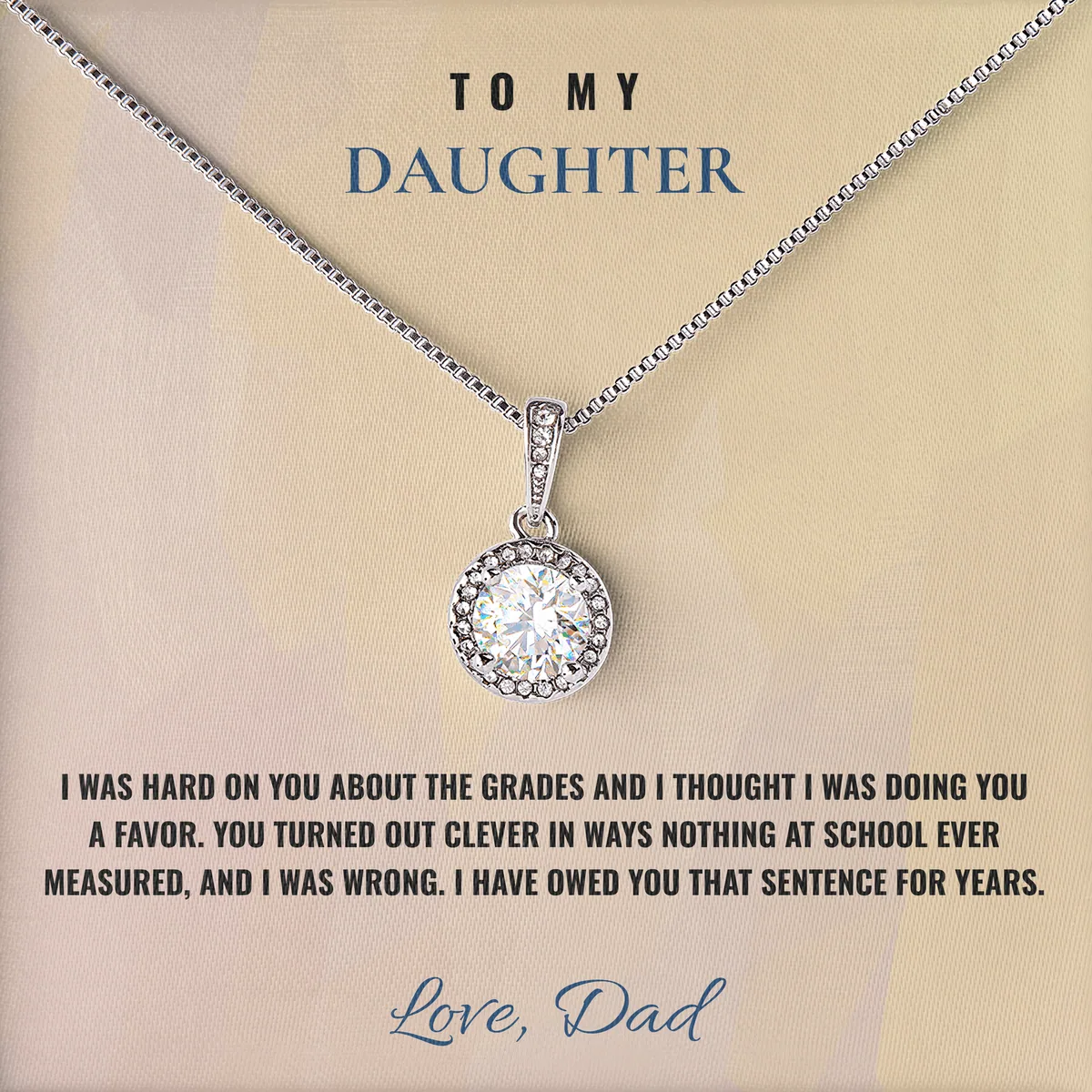 No Report Card Column Elm Halo Necklace for daughter