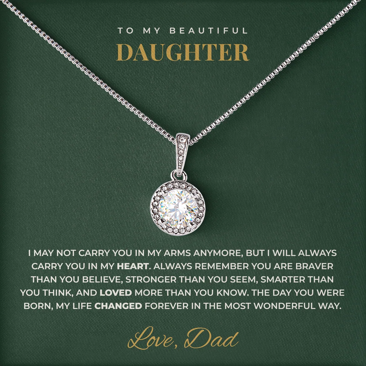 The Day You Were Born Elm Halo Necklace for daughter