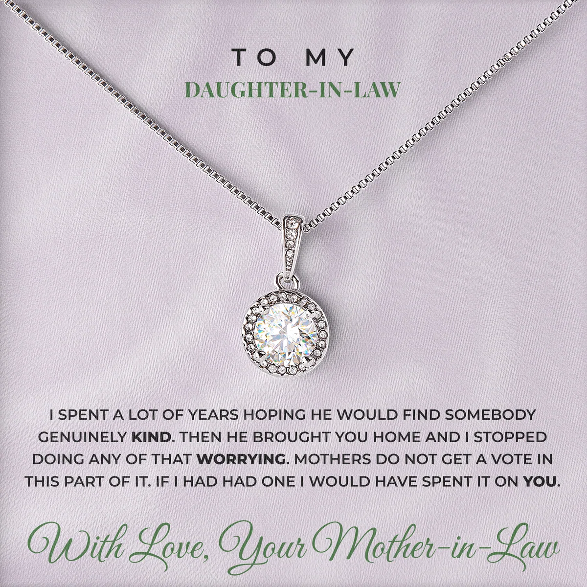 Stopped Worrying Entirely Elm Halo Necklace for daughter-in-law