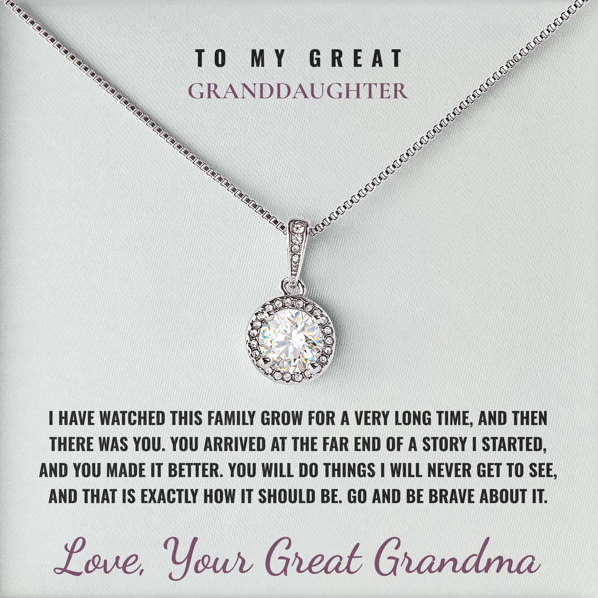 Go And Be Brave Elm Halo Necklace for great granddaughter