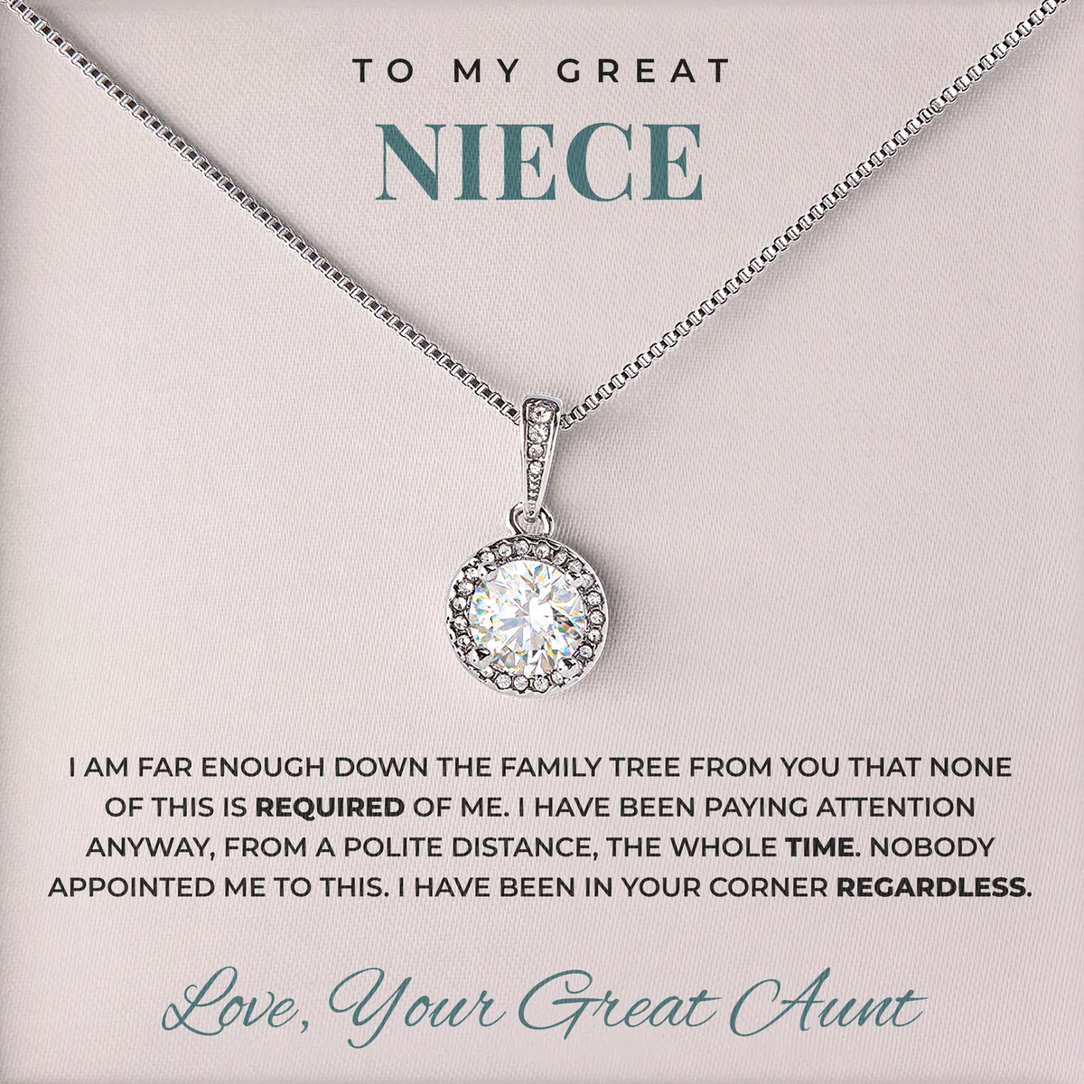 Nobody Appointed Me Elm Halo Necklace for great niece