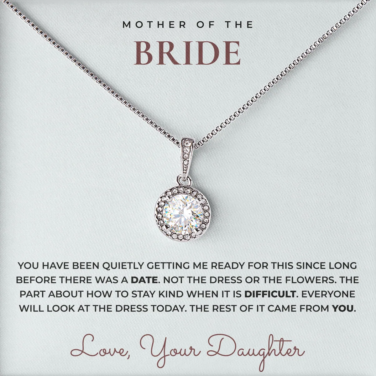Long Before There Was A Date Elm Halo Necklace for mother of the bride