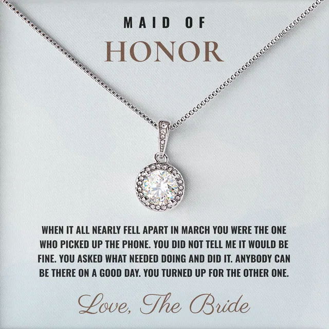 You Picked Up The Phone Elm Halo Necklace for maid of honor