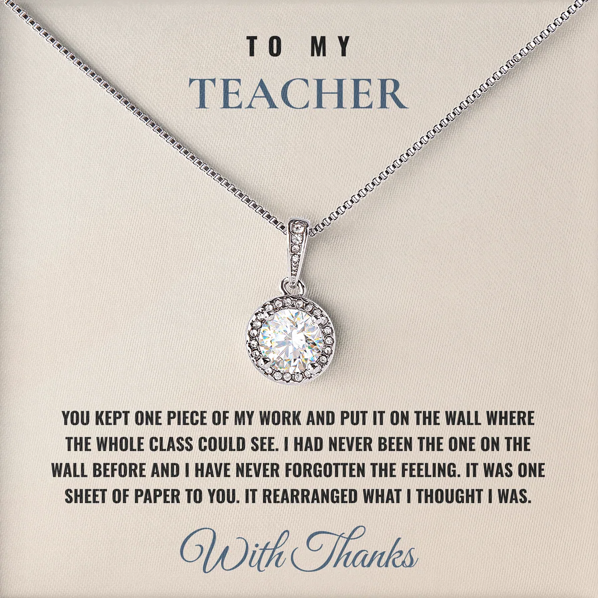 The One On The Wall Elm Halo Necklace for teacher