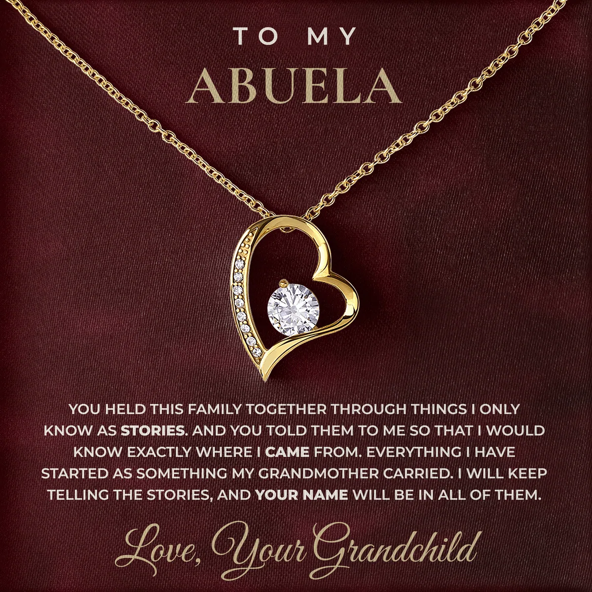 Where I Came From Willow Heart Necklace for abuela