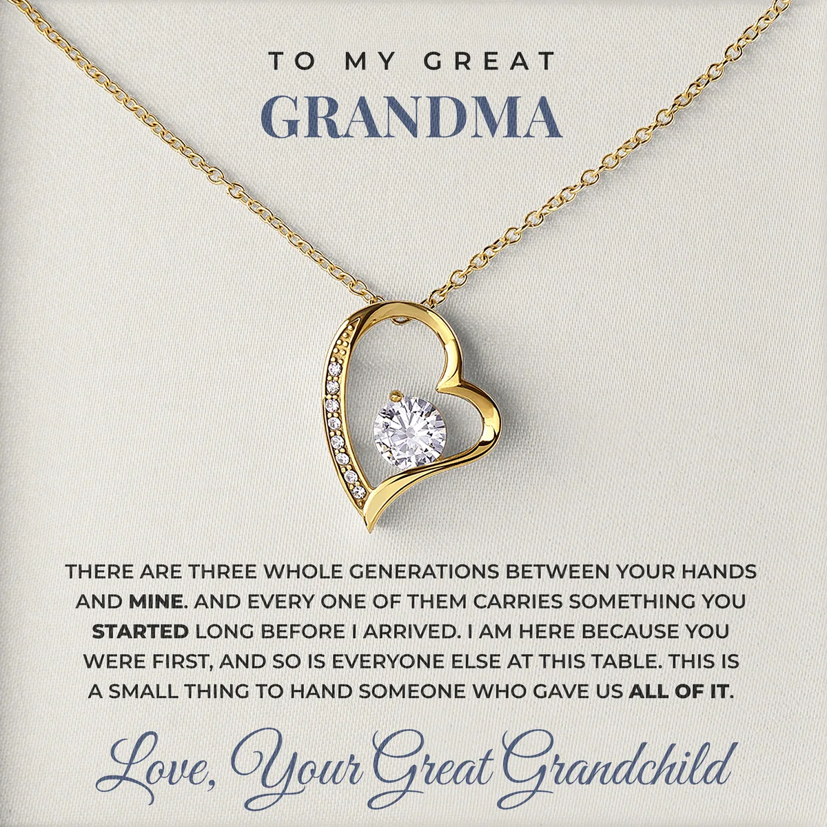 Three Generations Back Willow Heart Necklace for great grandma