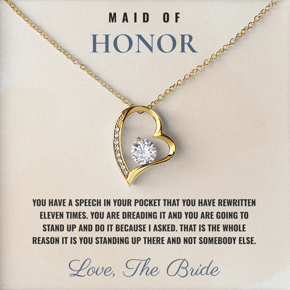 Rewritten Eleven Times Willow Heart Necklace for maid of honor