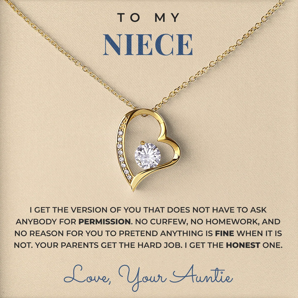 I Get The Honest One Willow Heart Necklace for niece