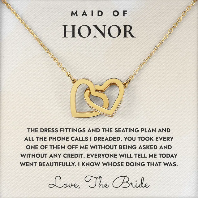 You Did The Hard Part Ivy Hearts Necklace for maid of honor
