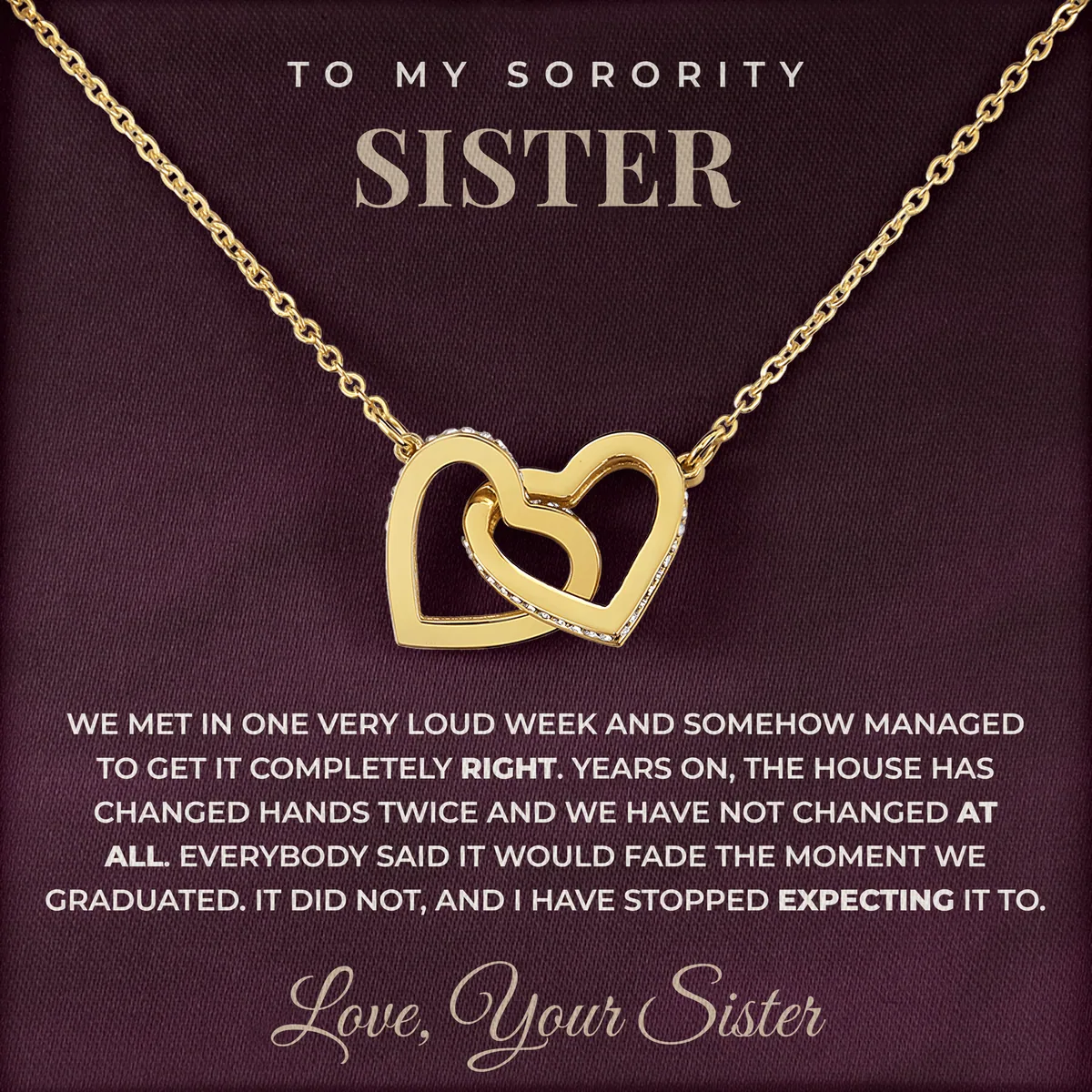 Chosen In One Week Ivy Hearts Necklace for sorority sister