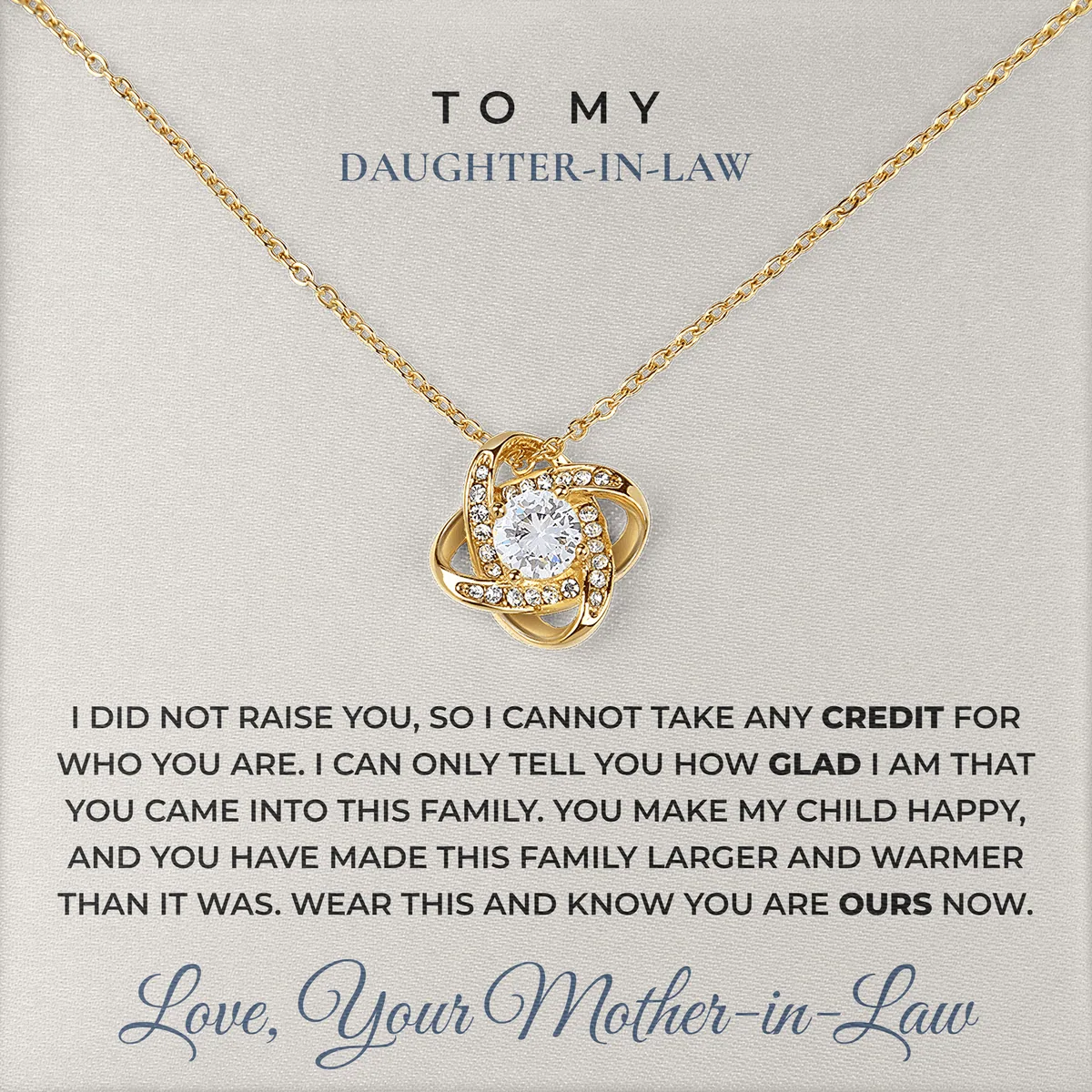 A Daughter I Gained Linden Knot Necklace for daughter-in-law