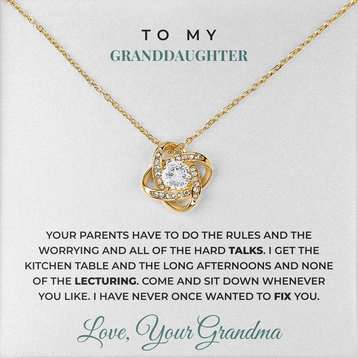 None Of The Lecturing Linden Knot Necklace for granddaughter