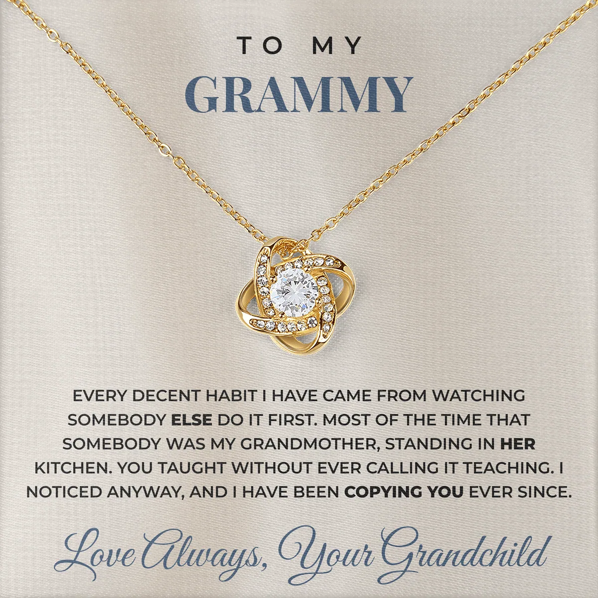 Copying You Ever Since Linden Knot Necklace for grammy