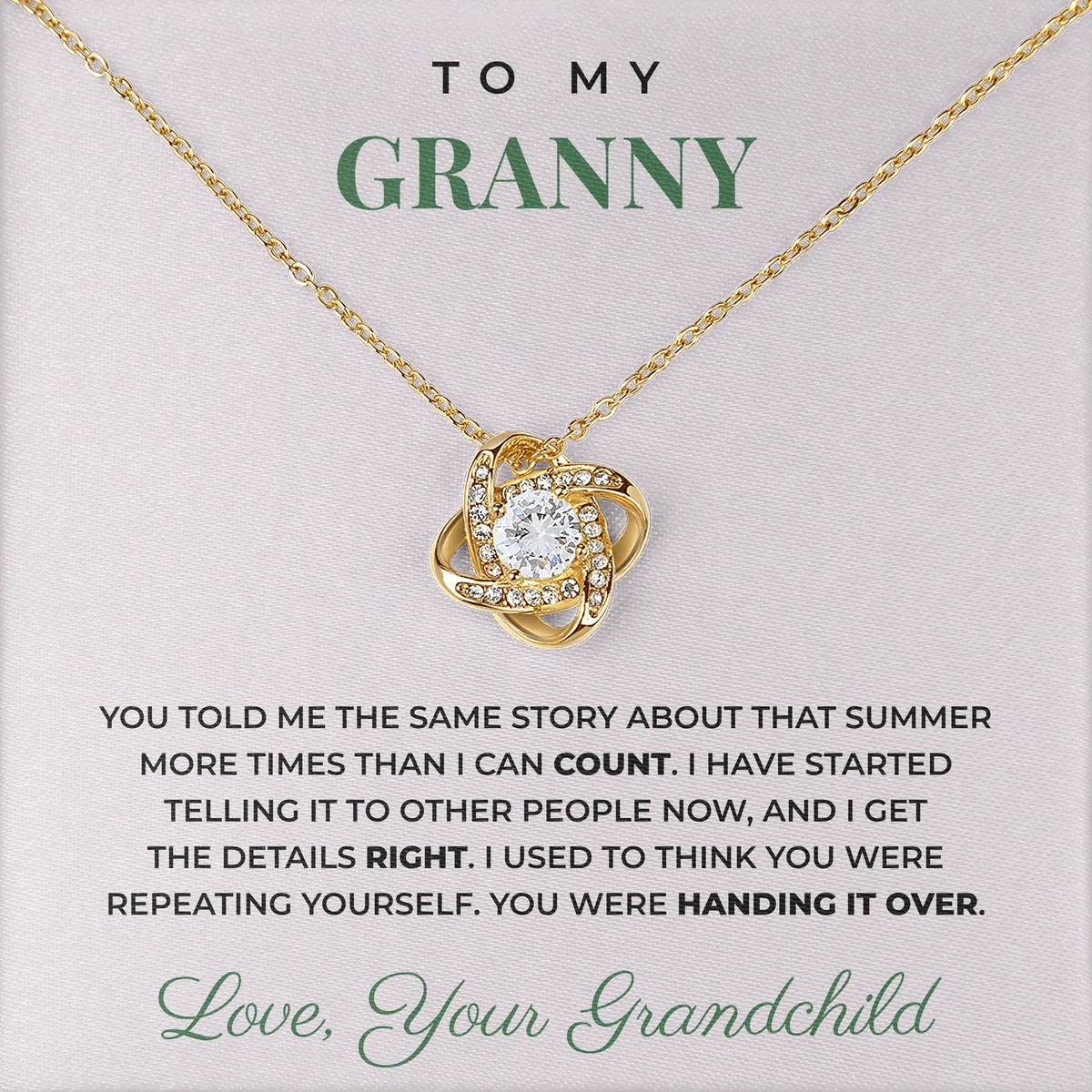 Handing It Over Linden Knot Necklace for granny