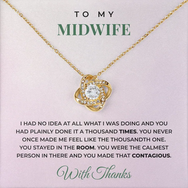 You Never Left The Room Linden Knot Necklace for midwife