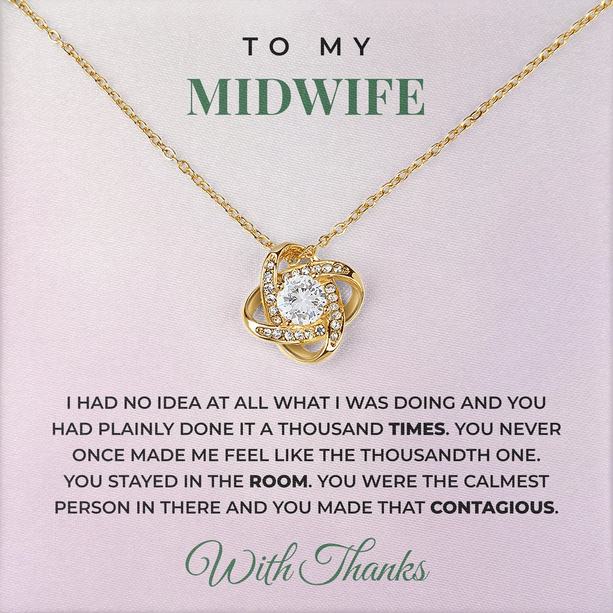 You Never Left The Room Linden Knot Necklace for midwife