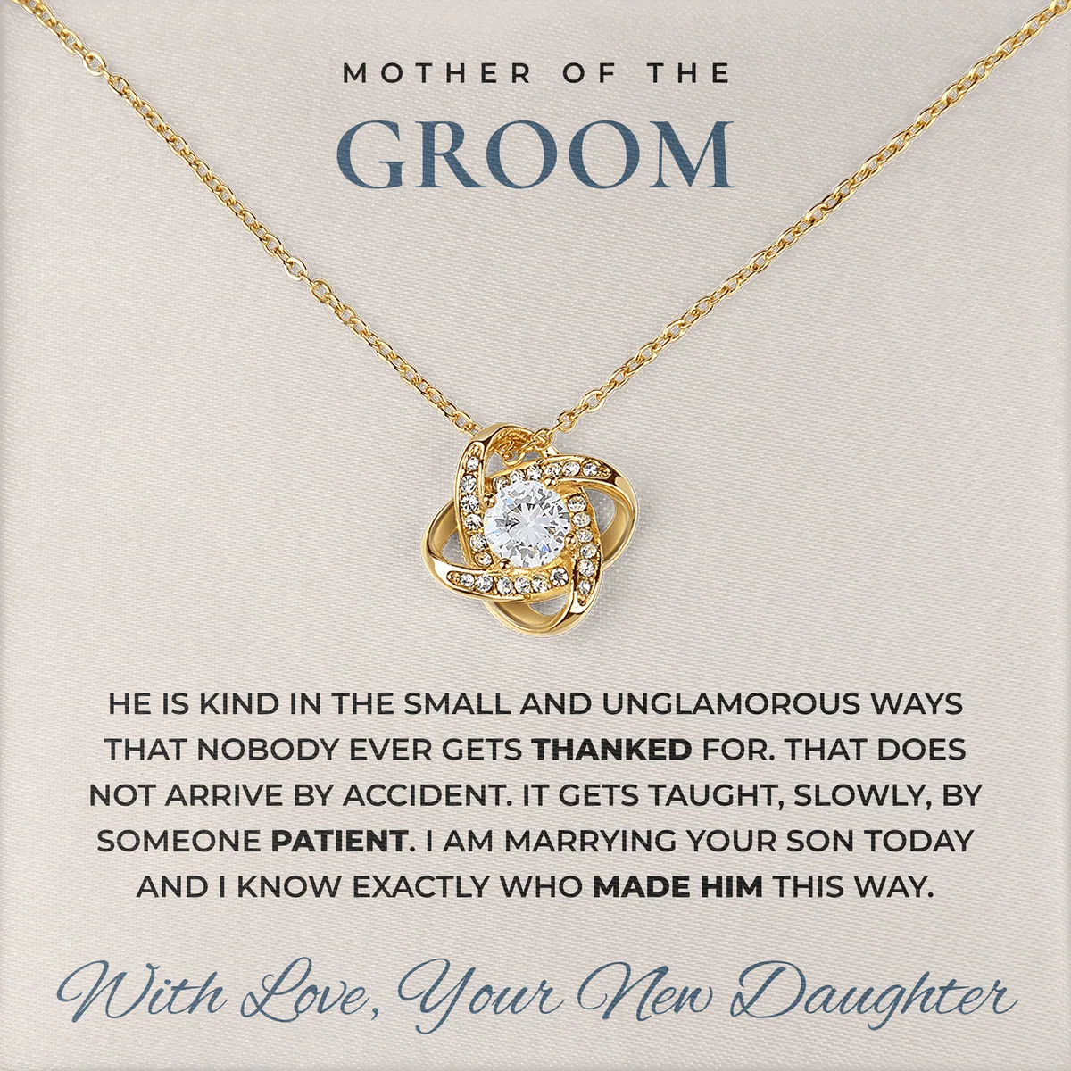 Someone Patient Taught Him Linden Knot Necklace for mother of the groom