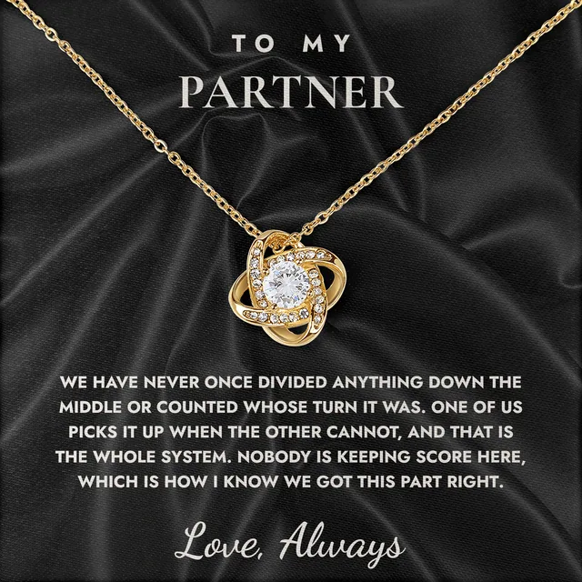Nobody Keeping Score Linden Knot Necklace for partner