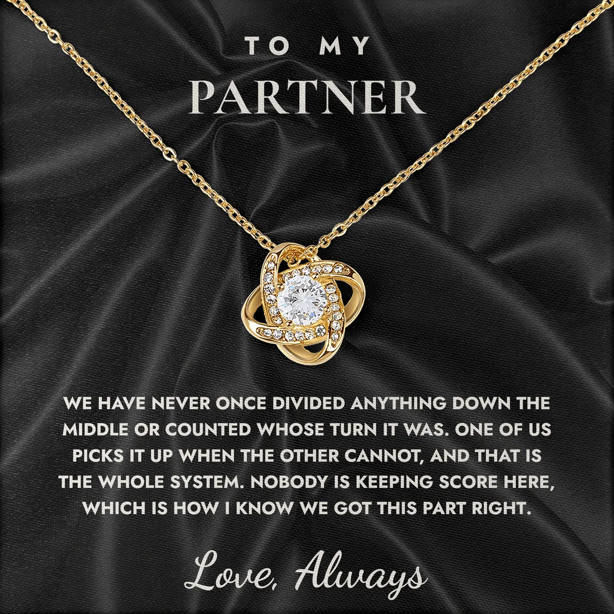 Nobody Keeping Score Linden Knot Necklace for partner