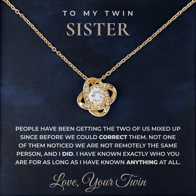 Never Remotely The Same Linden Knot Necklace for twin sister